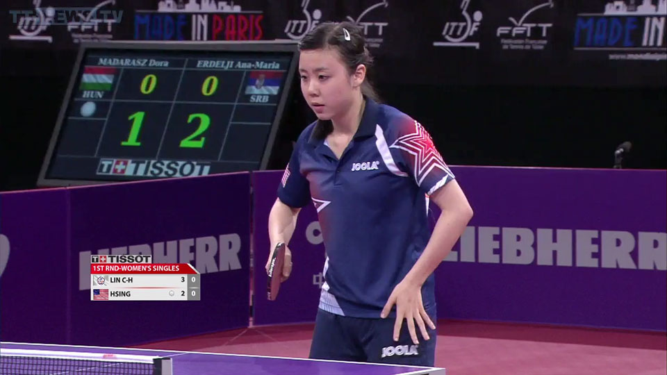 WTTC 2013 Paris – WS Round 1: Lin Chia-Hui (TPE) – Ariel Hsing (USA)