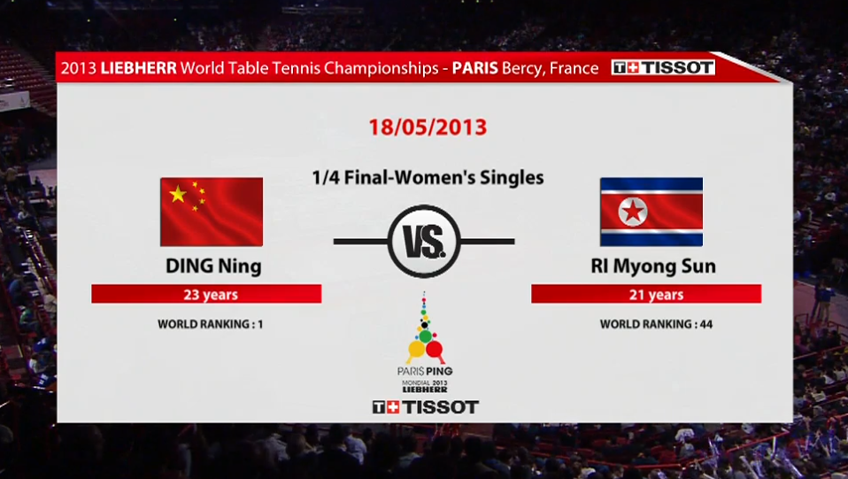 WTTC 2013 Paris (FRA) – WS Quarter-Final: Ding Ning (CHN) – RI Myong Sun (PRK)