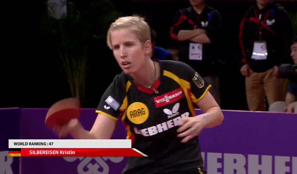 WTTC 2013 Paris (FRA) – WS Round 3: Jiang Huajun (HKG) – Kristin Silbereisen (GER)