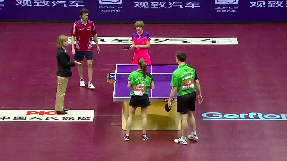 WTTC 2015 Suzhou – Mixed Doubles Round of 64 – Lebesson Emmanuel (FRA) / Chen Meng (CHN) vs. Glod Eric (LUX) / De Nutte Sarah (LUX)