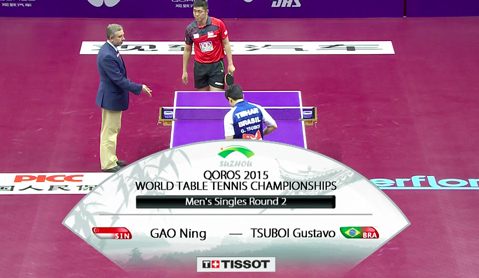 WTTC 2015 Suzhou – Men’s Singles Round of 64 – Gao Ning (SIN) vs. Tsuboi Gustavo (BRA)