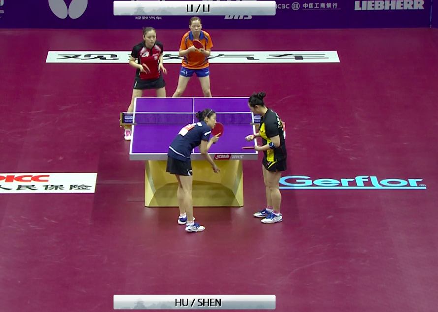 WTTC 2015 Suzhou – Women’s Doubles Quarter Finals – Hu Melek (TUR) / Shen Yanfei (ESP) vs. Li Jie (NED) / Li Qian (POL)