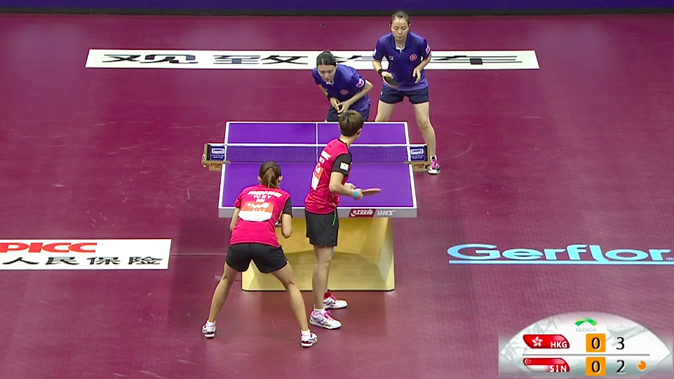 WTTC 2015 Suzhou – Women’s Doubles Round of 16 – Jiang Huajun (HKG) / Tie Yana (HKG) vs. Feng Tianwei (SIN) / Yu Mengyu (SIN)