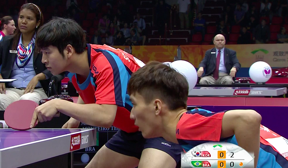 WTTC 2015 Suzhou – Men’s Doubles Quarter Finals – Lee Sangsu (KOR) / Seo Hyundeok (KOR) vs. Matsumoto Cazuo (BRA) / Monteiro Thiago (BRA)