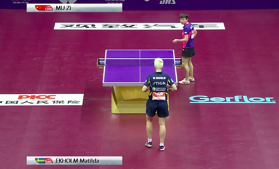 WTTC 2015 Suzhou – Women`s Singles Round of 16 – Mu Zi (CHN) vs. Eckholm Matilda (SWE)